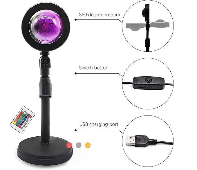 Sunset Lamp by Astrovault™ with 16 Colors in 1, with Remote (PREMIUM QUALITY)